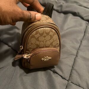 Coach Mini Court backpack bag charm in signature canvas